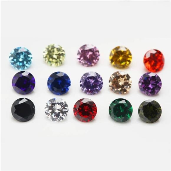 1PCS Per Colors Total 15pcs 6mm Round Mixed Colors Cubic Zirconia Stone Loose - Picture 4 of 7